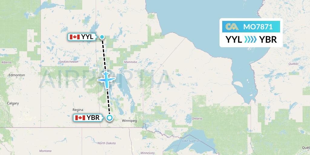 MO7871 Calm Air Flight Map: Lynn Lake to Brandon