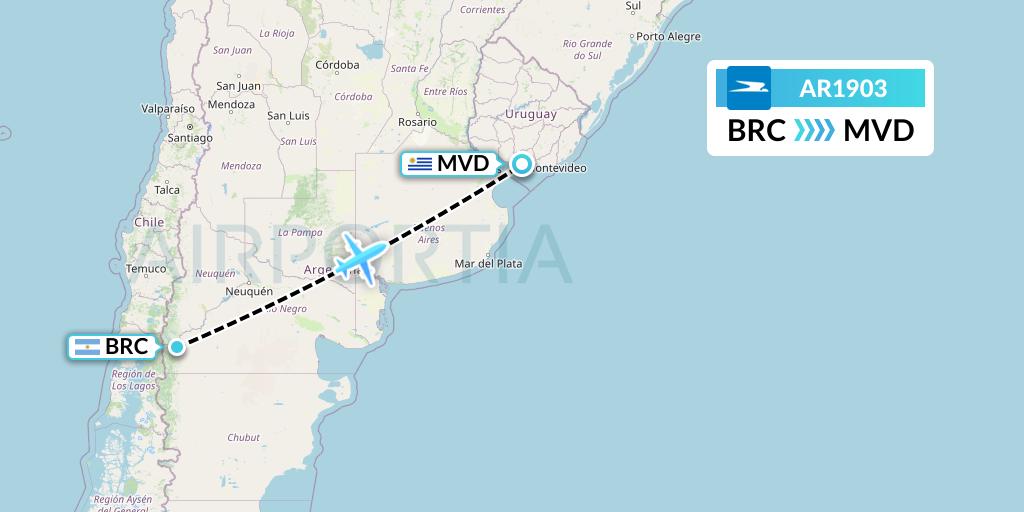 AR1903 Aerolineas Argentinas Flight Map: San Carlos de Bariloche to Montevideo