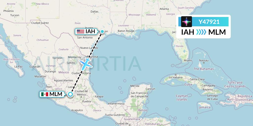 Y47921 Volaris Flight Map: Houston to Morelia