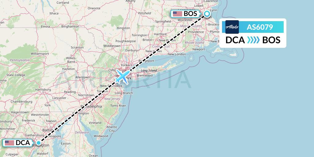 AS6079 Alaska Airlines Flight Map: Washington to Boston