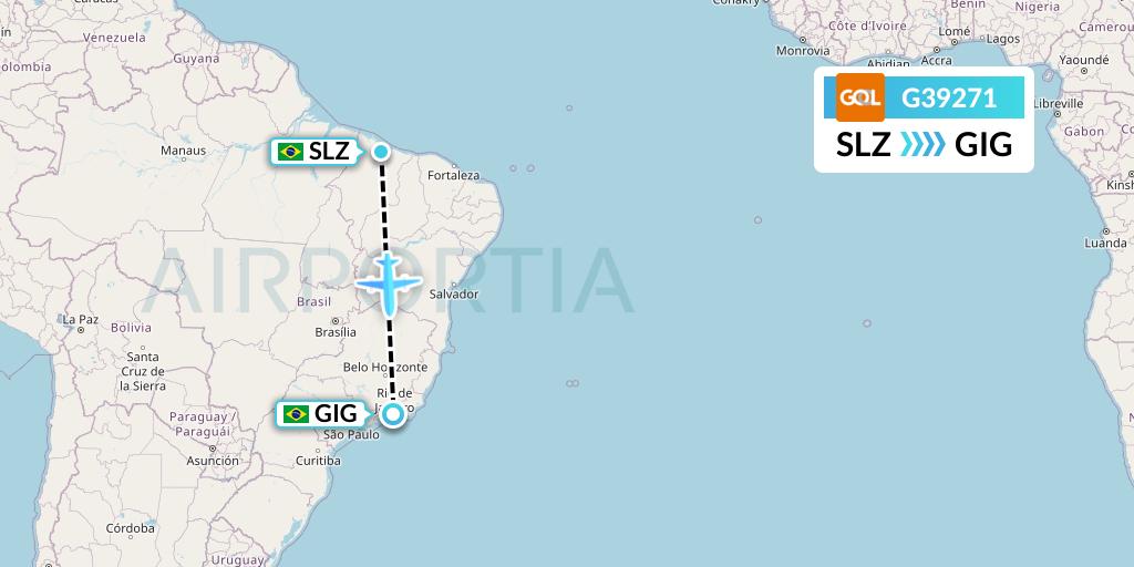 G39271 GOL Transportes Aeros Flight Map: Sao Luis to Rio de Janeiro