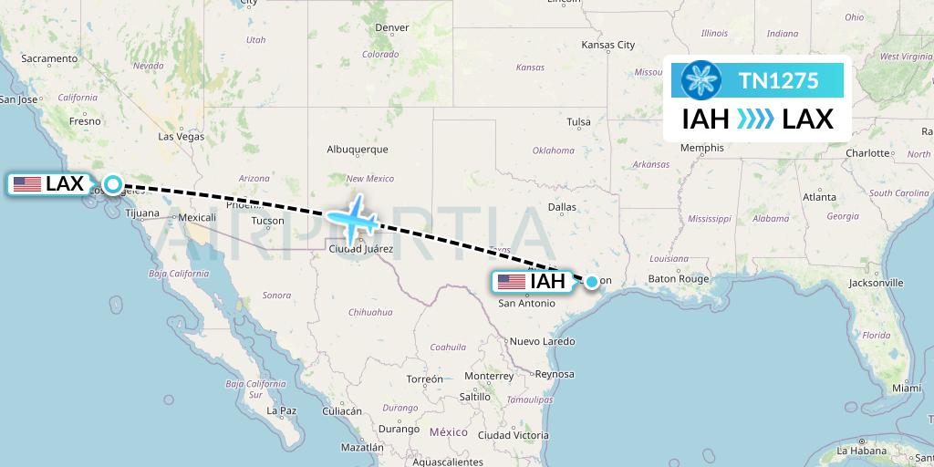 TN1275 Air Tahiti Nui Flight Map: Houston to Los Angeles