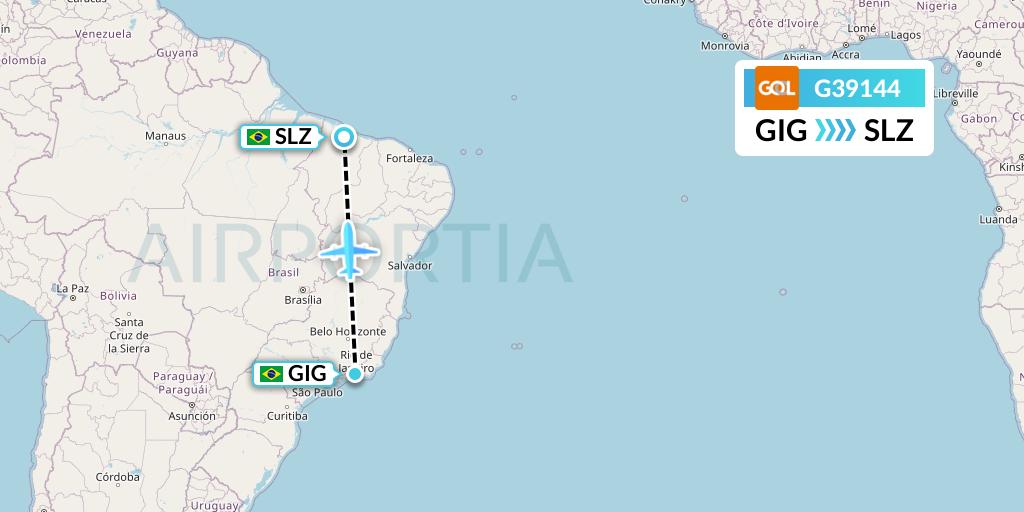 G39144 GOL Transportes Aeros Flight Map: Rio de Janeiro to Sao Luis