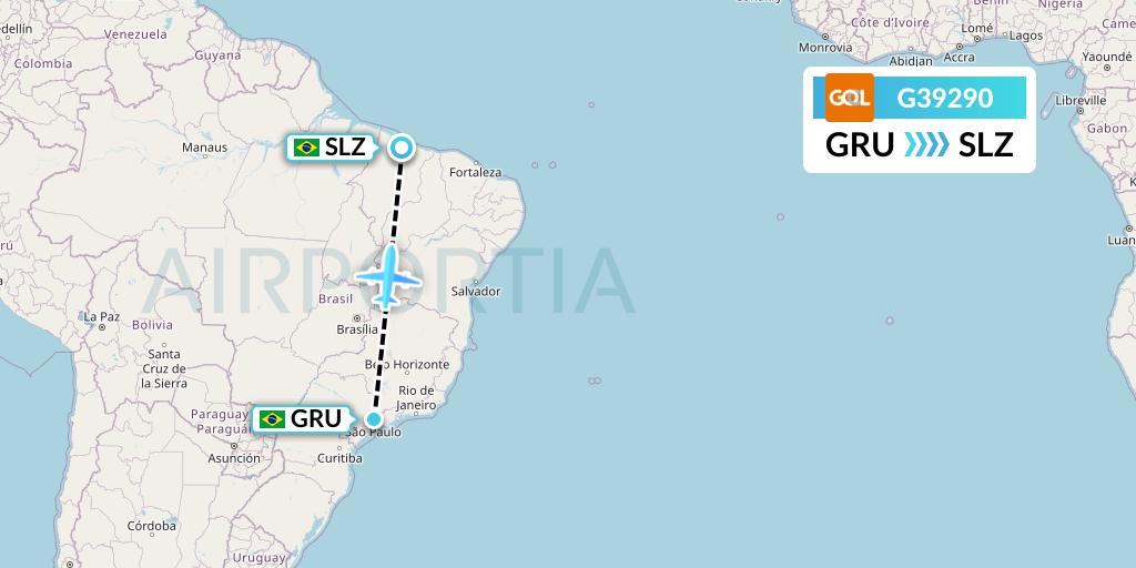 G39290 GOL Transportes Aeros Flight Map: Sao Paulo to Sao Luis