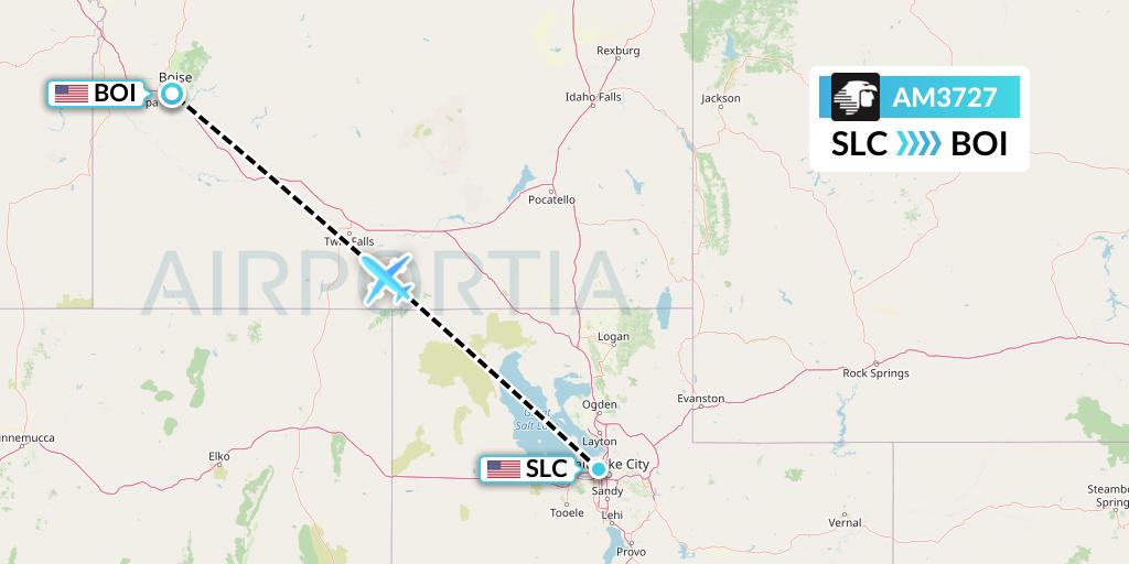 AM3727 Aeromexico Flight Map: Salt Lake City to Boise