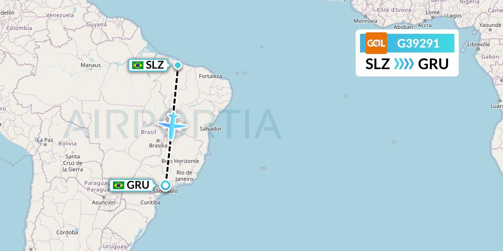 G39291 GOL Transportes Aeros Flight Map: Sao Luis to Sao Paulo