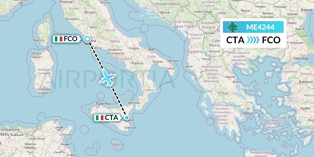 ME4244 MEA Flight Map: Catania to Rome