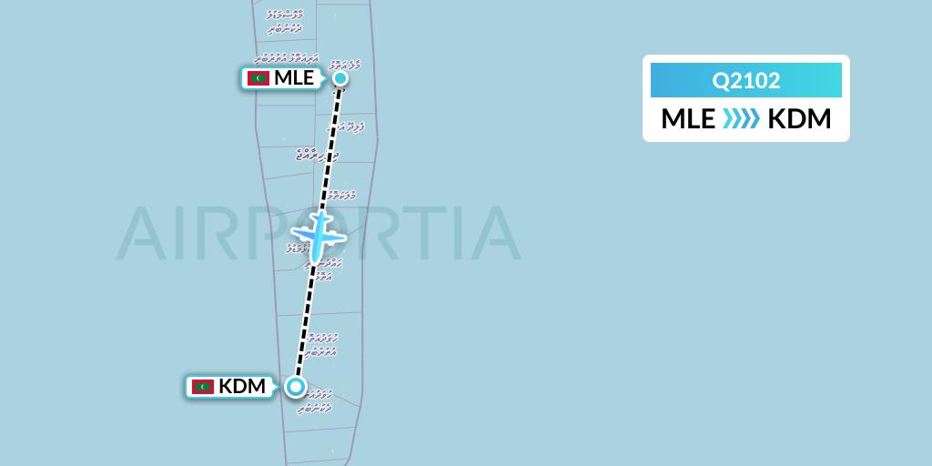Q2102 Maldivian Flight Map: Male to Kaadedhdhoo Island
