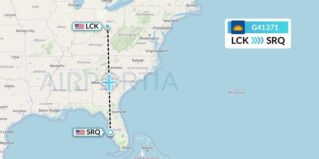 G41371 Allegiant Air Flight Map: Columbus to Sarasota