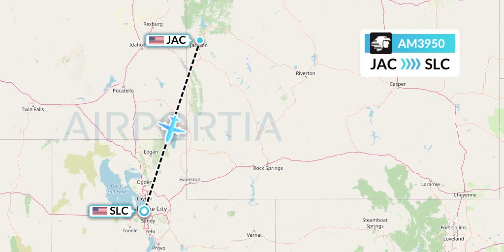 AM3950 Aeromexico Flight Map: Jackson to Salt Lake City