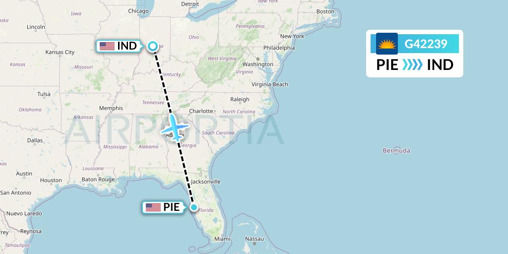 G42239 Allegiant Air Flight Map: St. Petersburg to Indianapolis