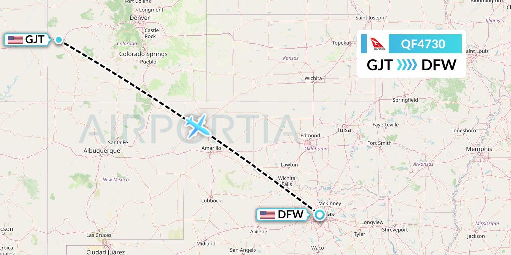 QF4730 Qantas Flight Map: Grand Junction to Dallas