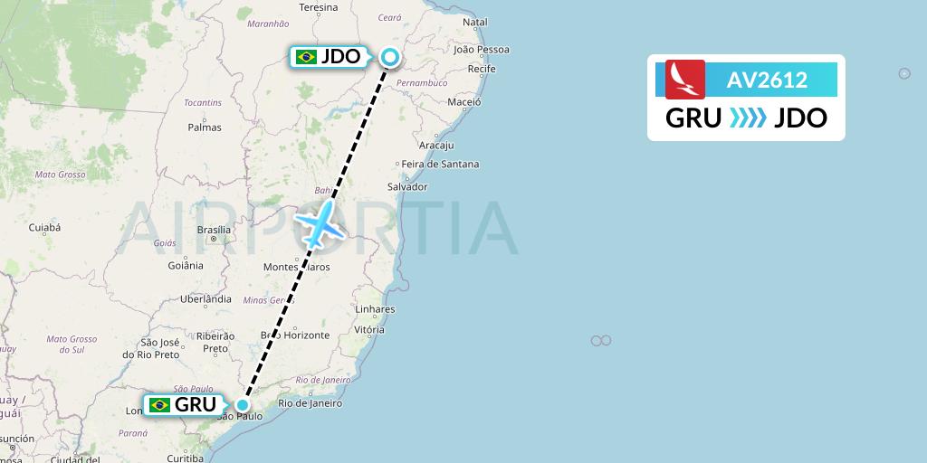 AV2612 Avianca Flight Map: Sao Paulo to Juazeiro Do Norte