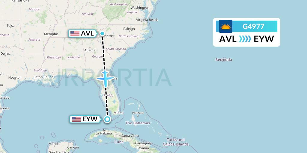 G4977 Allegiant Air Flight Map: Asheville to Key West