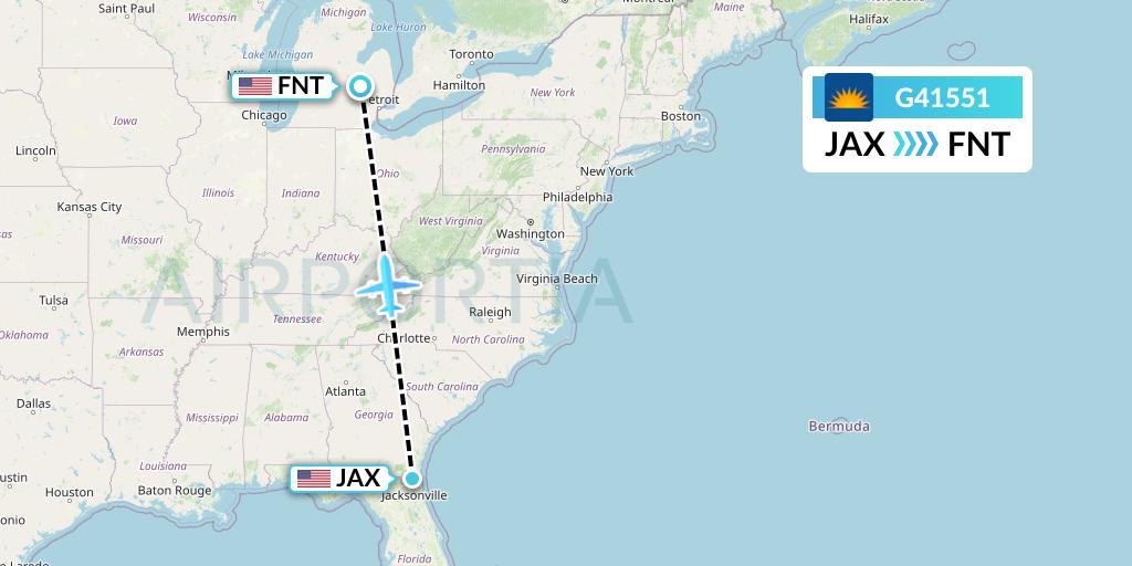 G41551 Allegiant Air Flight Map: Jacksonville to Flint