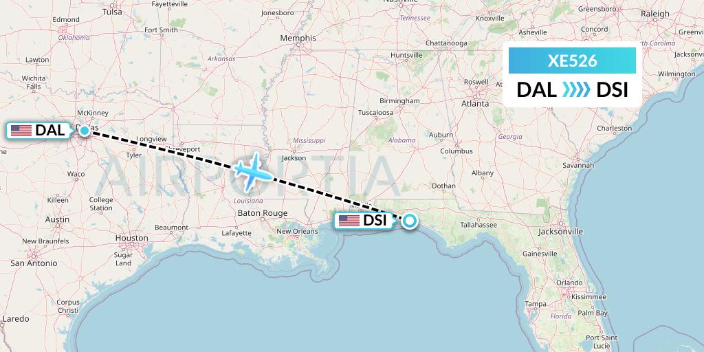 XE526 Jsx Flight Map: Dallas to Destin