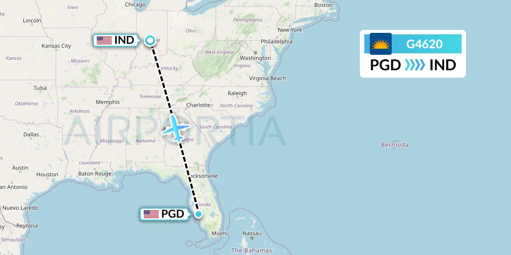 G4620 Allegiant Air Flight Map: Punta Gorda to Indianapolis