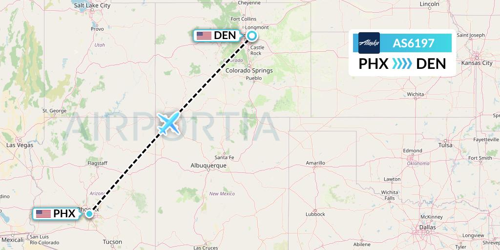 AS6197 Alaska Airlines Flight Map: Phoenix to Denver