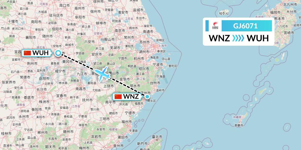 GJ6071 Loong Airlines Flight Map: Wenzhou to Wuhan