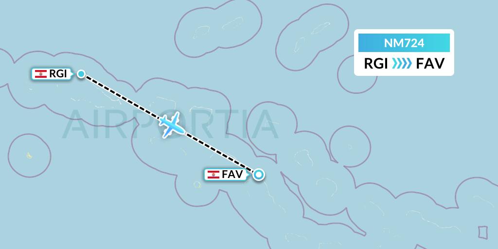 NM724 Air Moana Flight Map: Rangiroa to Fakarava