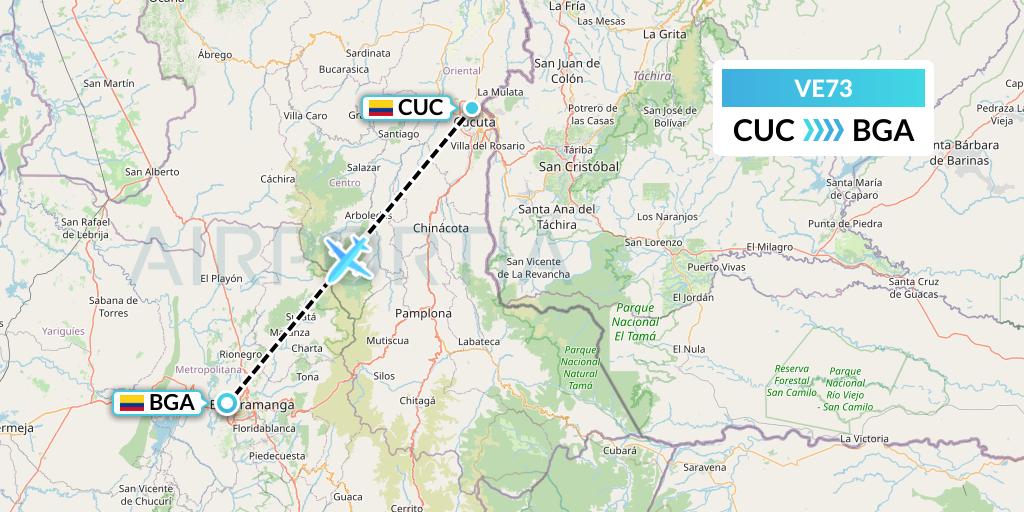VE73 Easyfly Flight Map: Cucuta to Bucaramanga