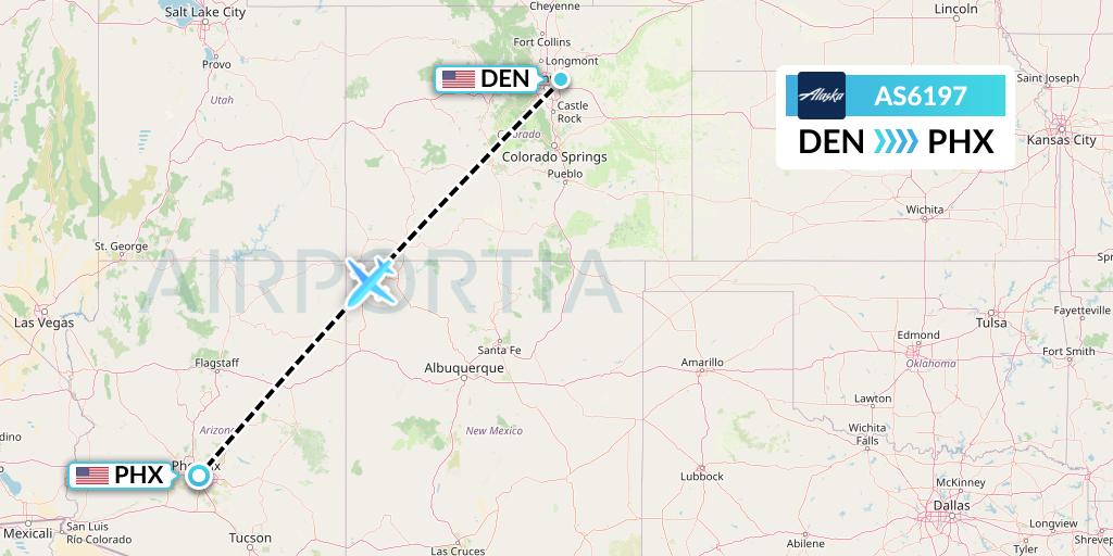 AS6197 Alaska Airlines Flight Map: Denver to Phoenix