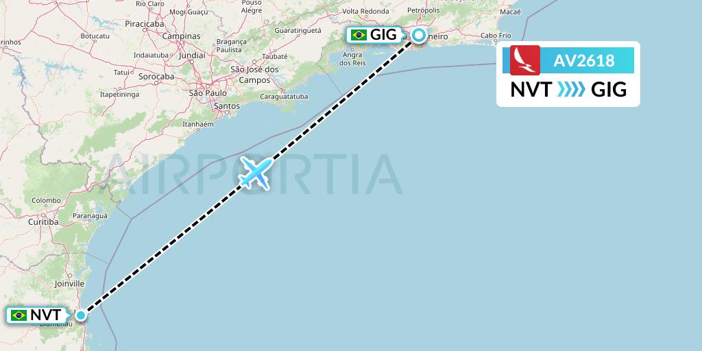 AV2618 Avianca Flight Map: Navegantes to Rio de Janeiro