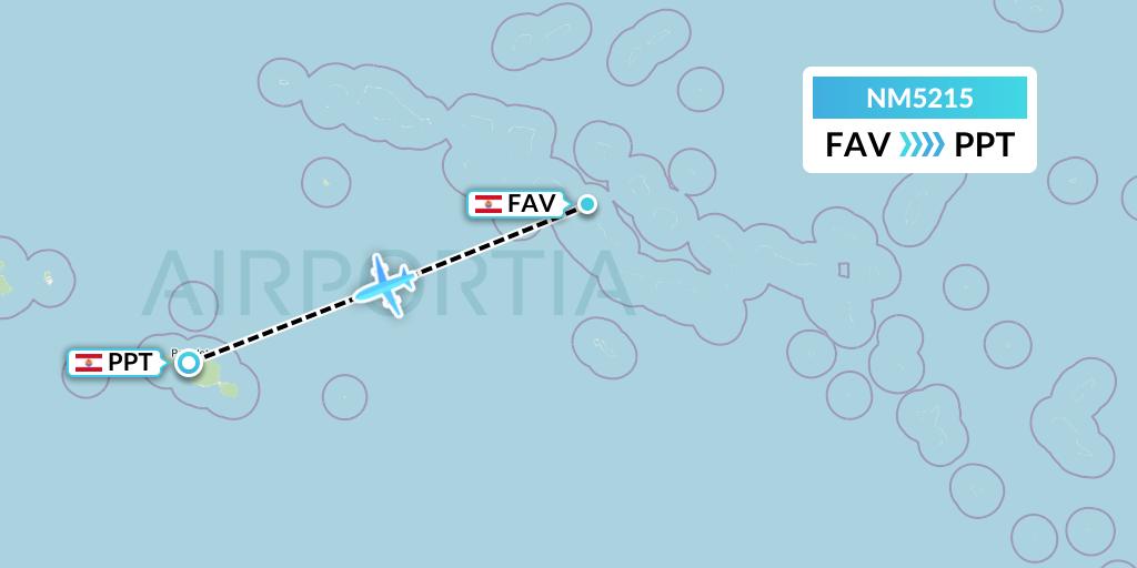 NM5215 Air Moana Flight Map: Fakarava to Papeete