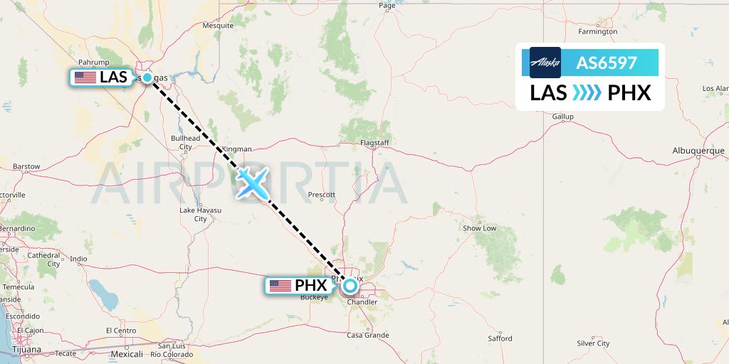 AS6597 Alaska Airlines Flight Map: Las Vegas to Phoenix