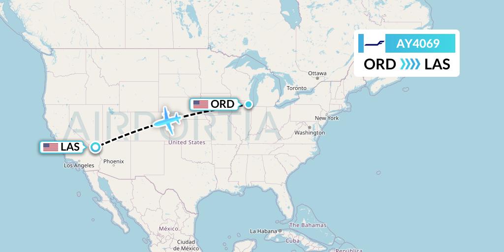 AY4069 Finnair Flight Map: Chicago to Las Vegas