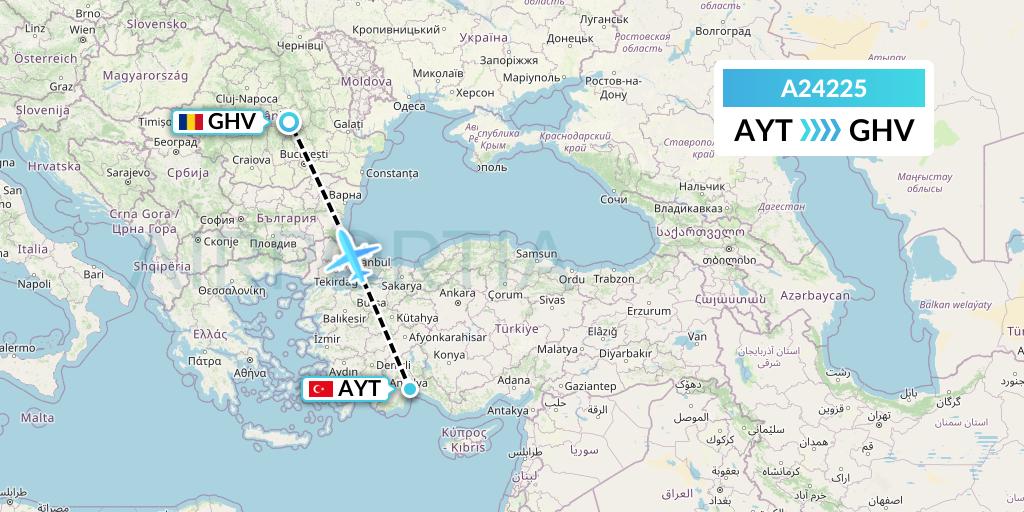 A24225 Anima Wings Aviation Flight Map: Antalya to Brasov