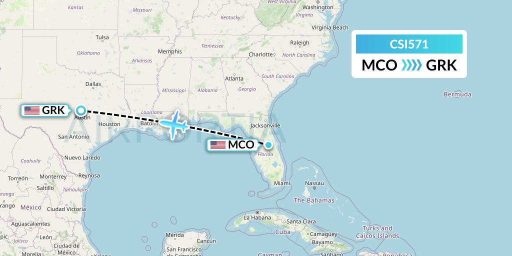 CSI571 Csi Aviation Flight Map: Orlando to Killeen