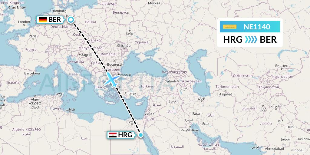 NE1140 Nesma Airlines Flight Map: Hurghada to Berlin