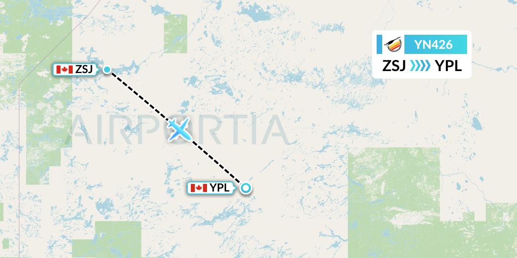 YN426 Air Creebec Flight Map: Sandy Lake to Pickle Lake