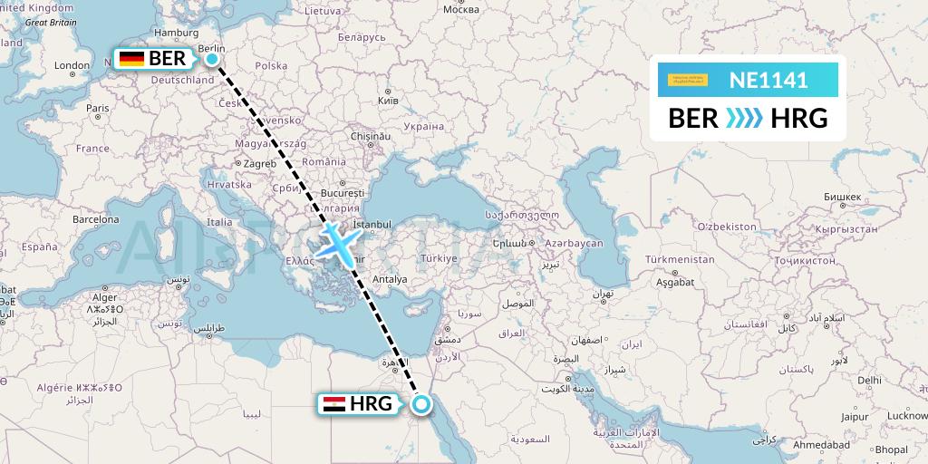 NE1141 Nesma Airlines Flight Map: Berlin to Hurghada