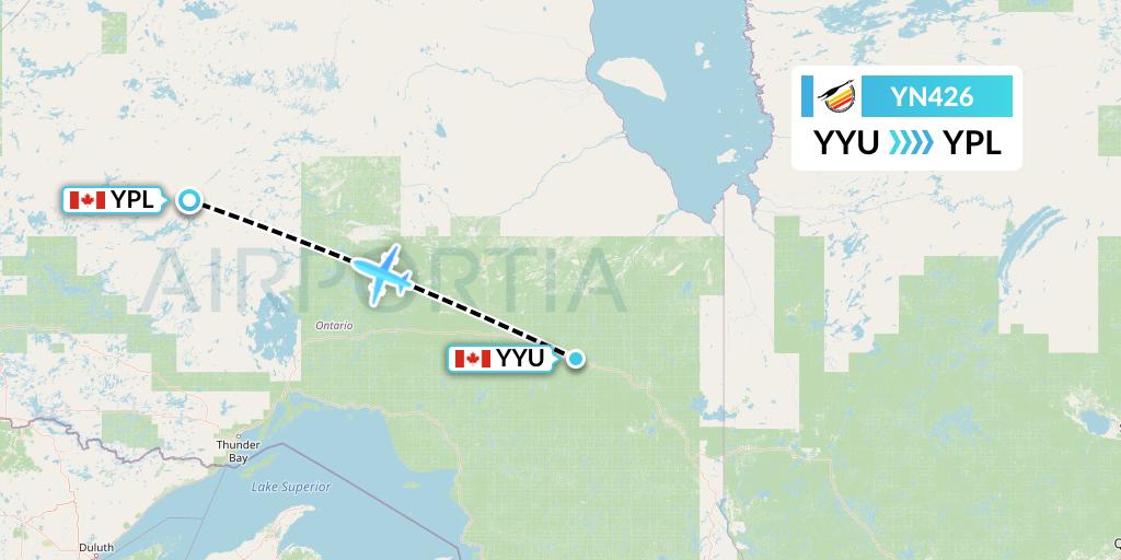 YN426 Air Creebec Flight Map: Kapuskasing to Pickle Lake
