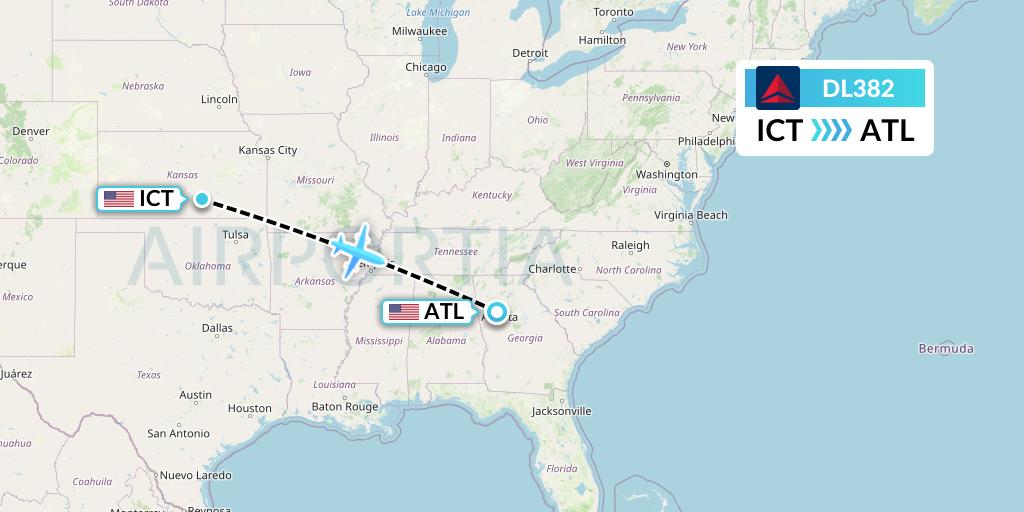 DL382 Delta Air Lines Flight Map: Wichita to Atlanta