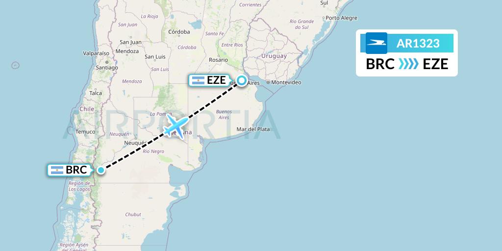 AR1323 Aerolineas Argentinas Flight Map: San Carlos de Bariloche to Buenos Aires