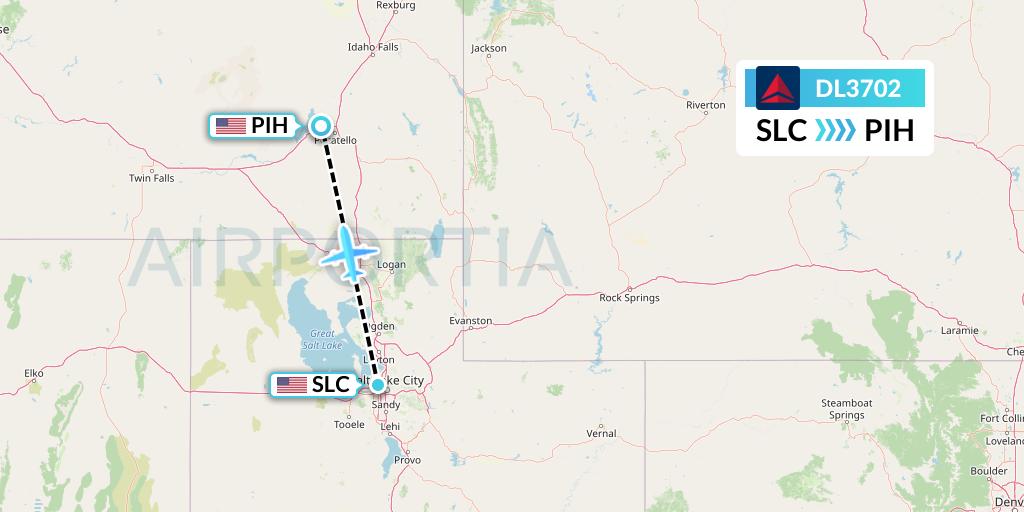 DL3702 Delta Air Lines Flight Map: Salt Lake City to Pocatello
