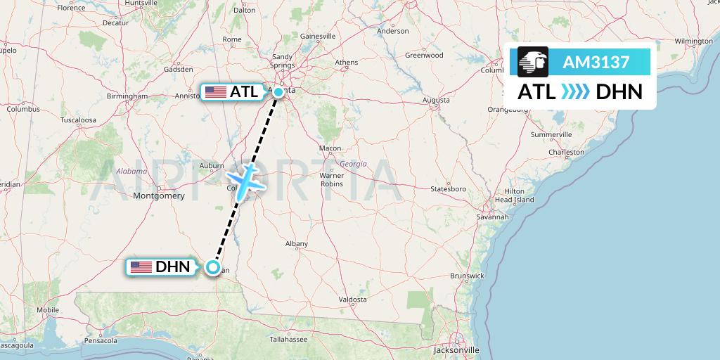 AM3137 Aeromexico Flight Map: Atlanta to Dothan
