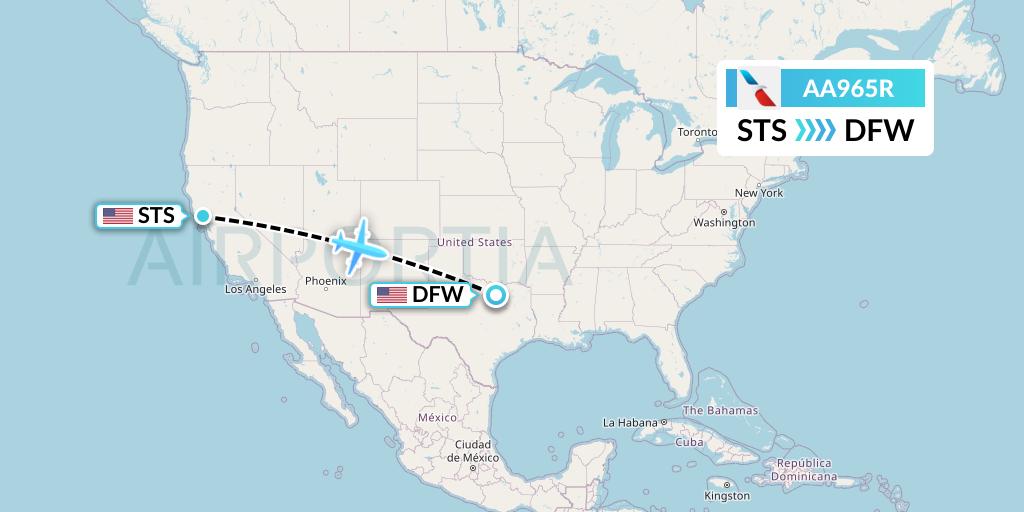 AA965R American Airlines Flight Map: Santa Rosa to Dallas