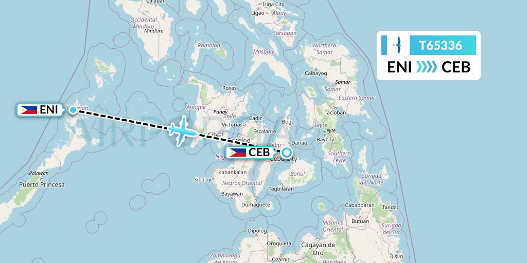 T65336 AirSWIFT Flight Map: El Nido to Cebu