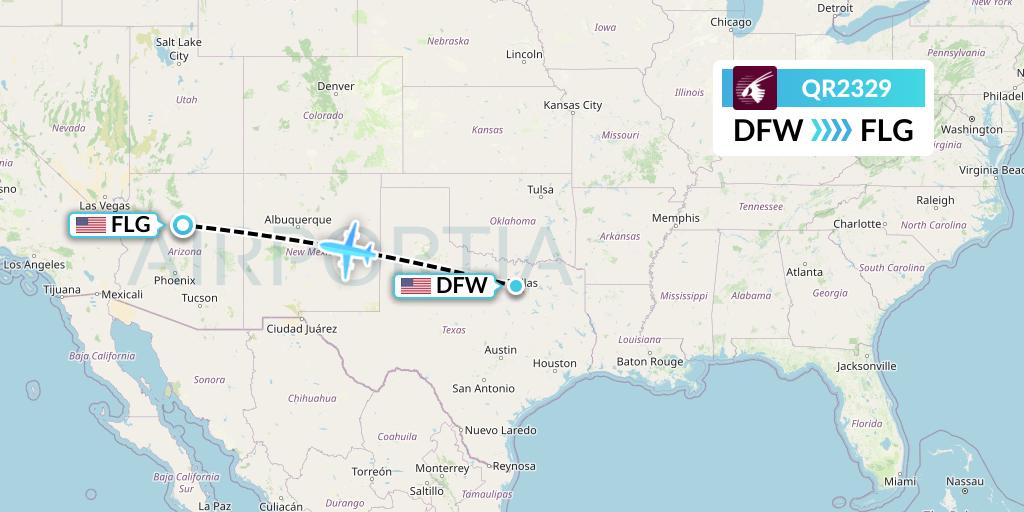 QR2329 Qatar Airways Flight Map: Dallas to Flagstaff