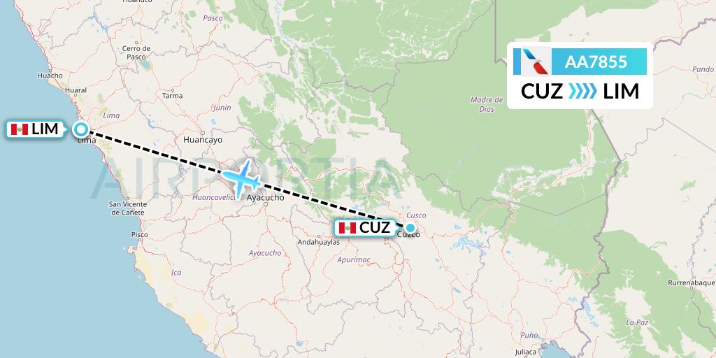 AA7855 American Airlines Flight Map: Cusco to Lima