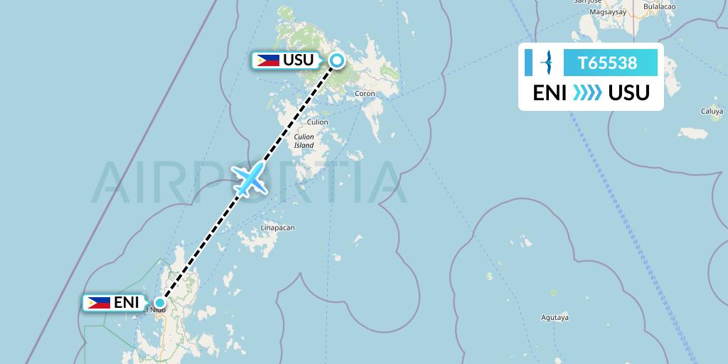 T65538 AirSWIFT Flight Map: El Nido to Busuanga
