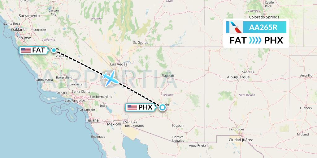 AA265R American Airlines Flight Map: Fresno to Phoenix