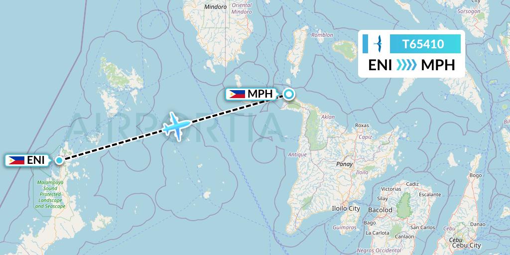 T65410 AirSWIFT Flight Map: El Nido to Caticlan