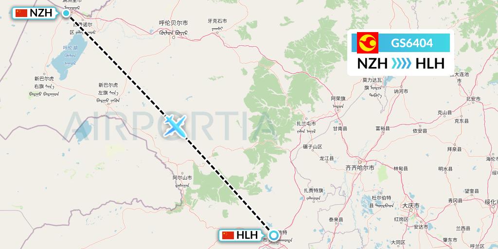 GS6404 Tianjin Airlines Flight Map: Manzhouli to Ulanhot