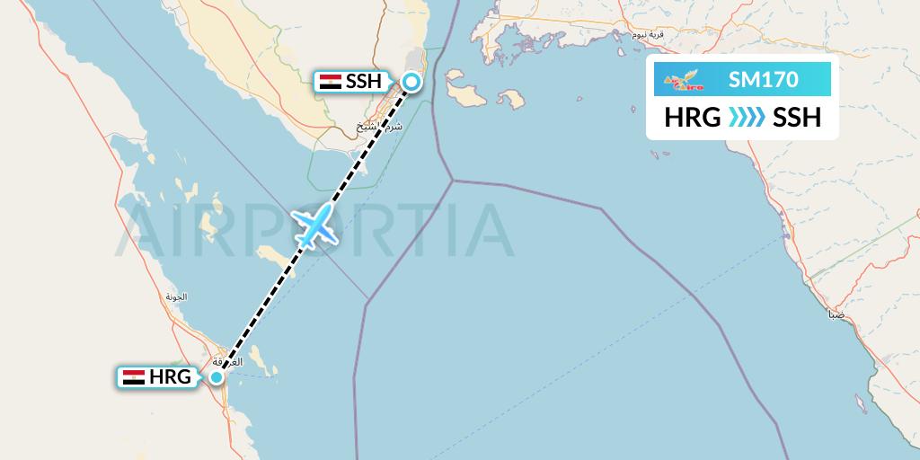 SM170 Air Cairo Flight Map: Hurghada to Sharm el-Sheikh