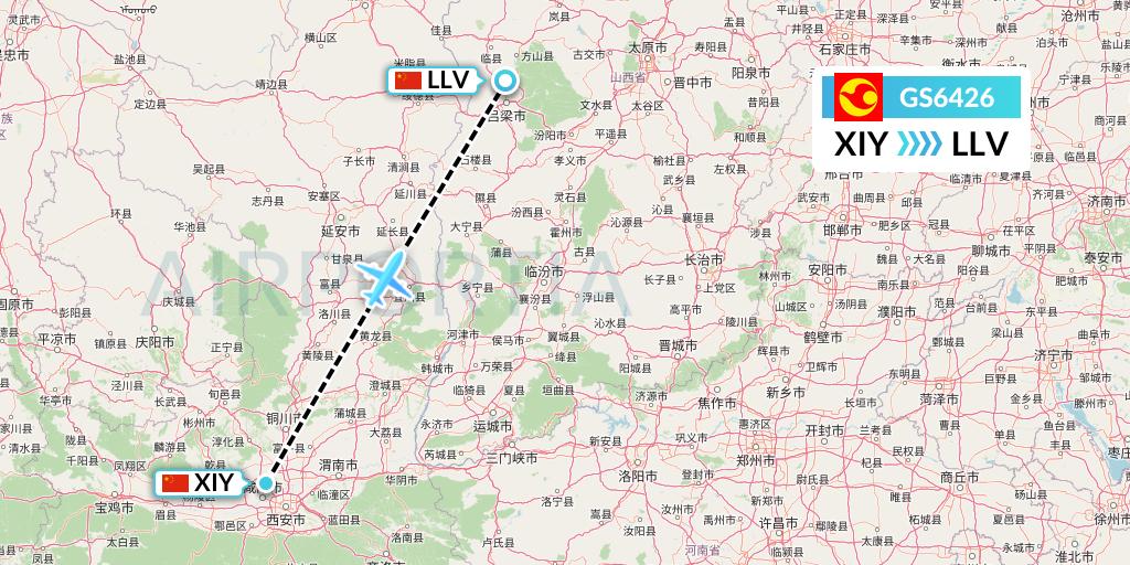 GS6426 Tianjin Airlines Flight Map: Xi'an to Kunming